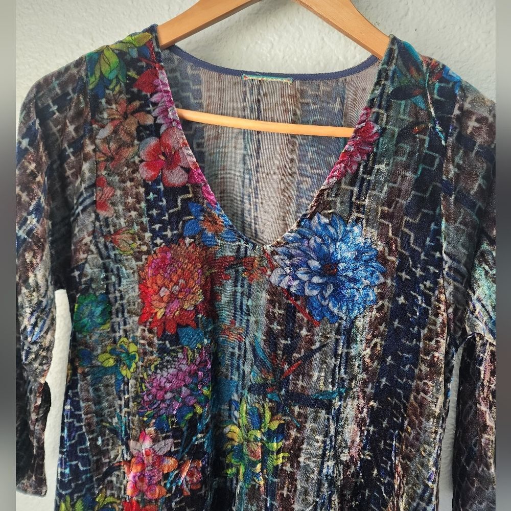Johnny Was Velvety Floral Mini Dress